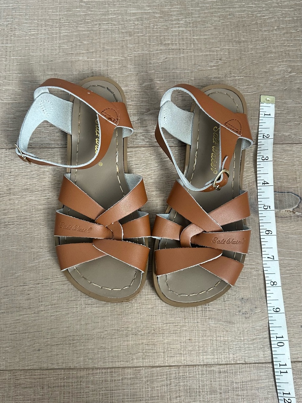 Salt Water Kids' Tan Leather Strappy Sandals - Picture 2 of 7
